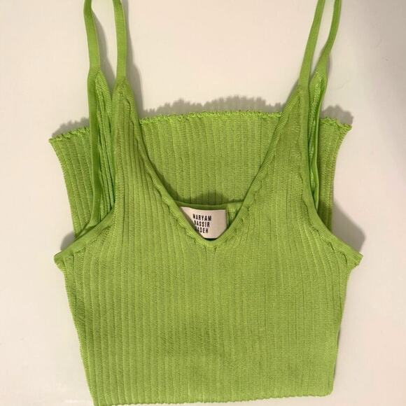 Maryam Nassir Zadeh Blanca Tank Size M Fern Brat Neon Green Ribbed Knit Top NWT - Picture 2 of 6